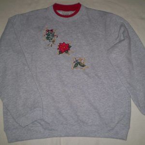 SIZE: MED.~LIGHT GRAY/HOLIDAY SWEATSHIRT